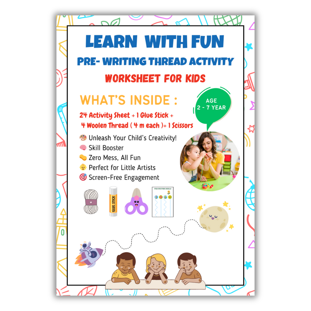 Learn With Fun Pre Writing Thread Activity Worksheet For Kids 2 to 7 Y ...