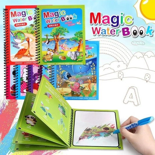 Reusable Magic Coloring Water Book for Kids 2 to 10 Years (Pack Of 4 Books + 4 Pens)
