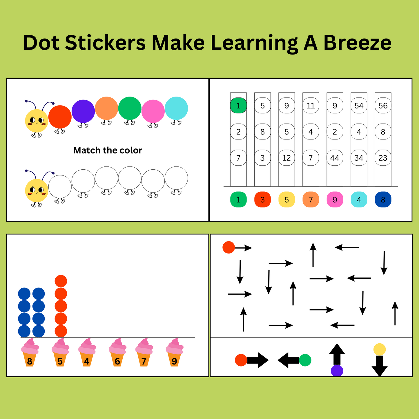 Learn With Fun Dot Stickers, Coloring, Puzzle, Mind Game Kids Activity Worksheet 2 to 7 year kids