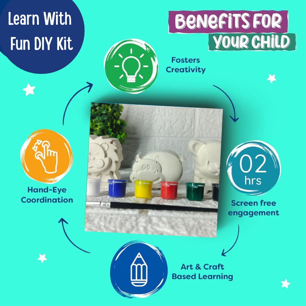 Learn With Fun DIY Coloring Kit For 4 to 10 Years Kids ( Jungle Theme )