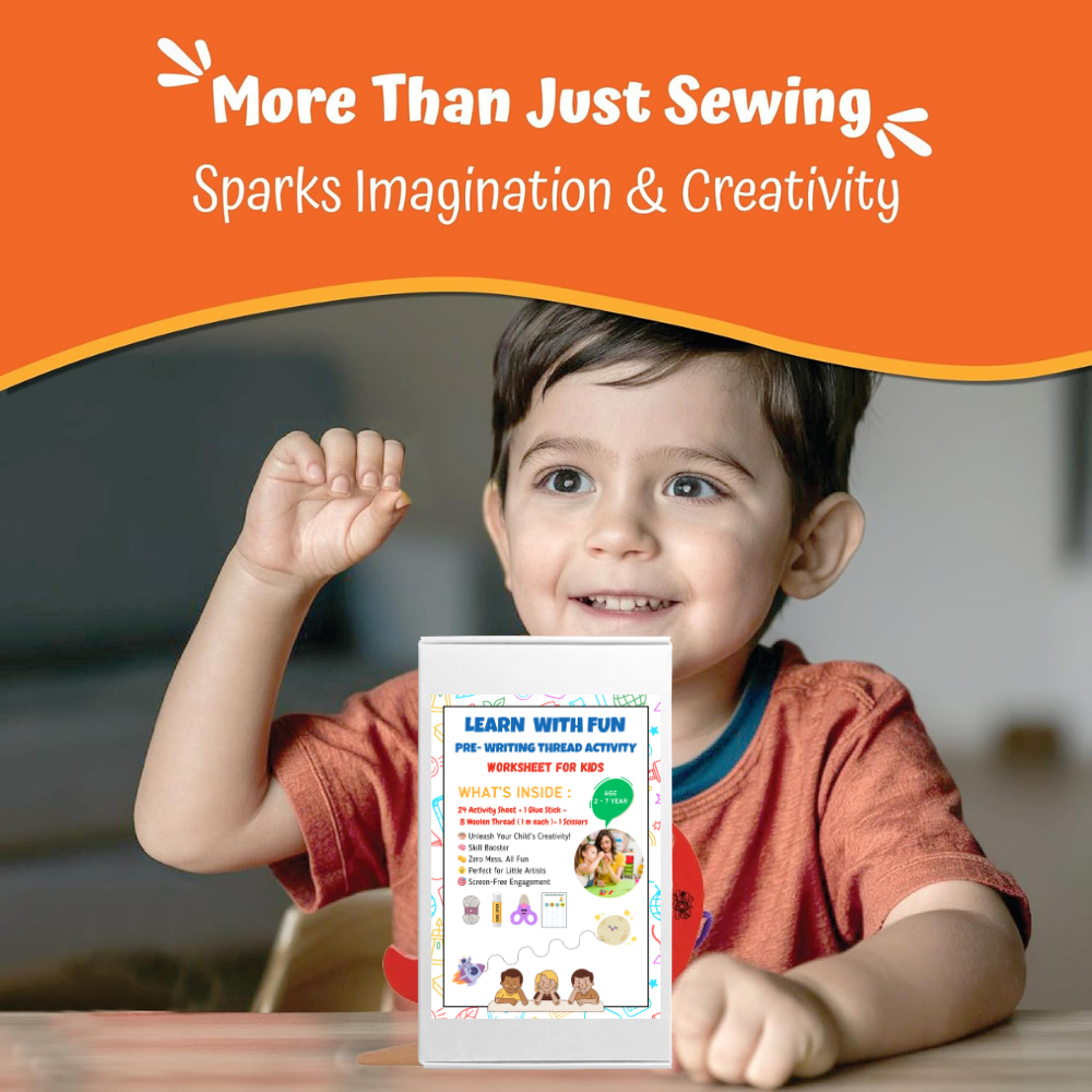 Learn With Fun Pre Writing Thread Activity Worksheet For Kids 2 to 7 Years