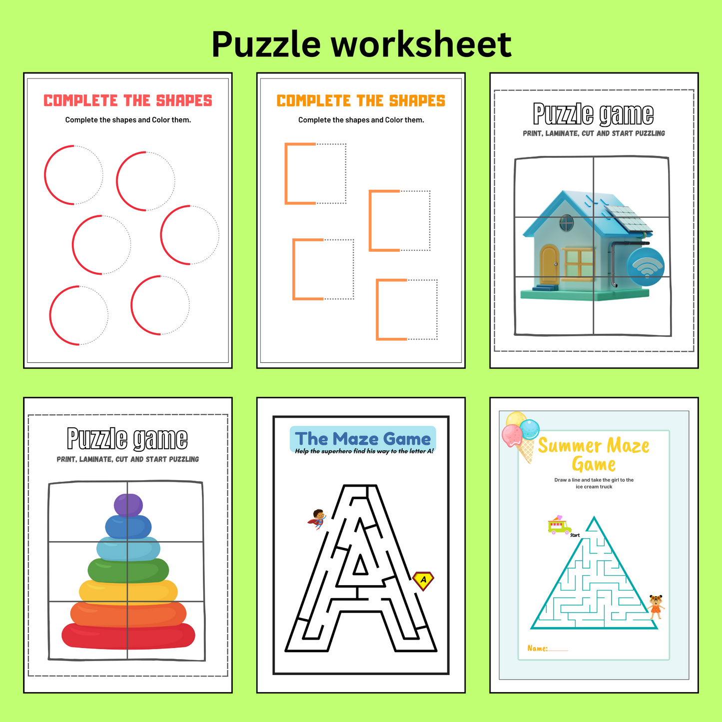 Learn With Fun Dot Stickers, Coloring, Puzzle, Mind Game Kids Activity Worksheet 2 to 7 year kids