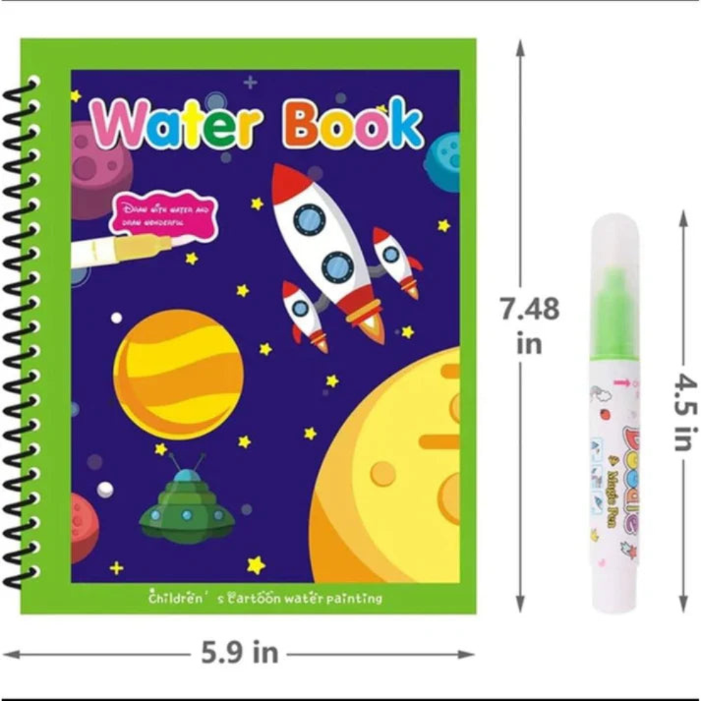 Reusable Magic Coloring Water Book for Kids 2 to 10 Years (Pack Of 4 Books + 4 Pens)