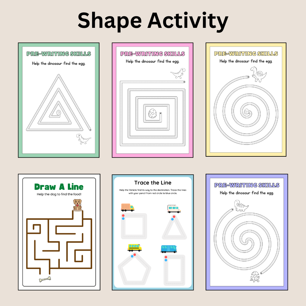 Learn With Fun Pre Writing Thread Activity Worksheet For Kids 2 to 7 Years