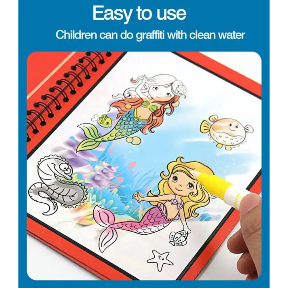 Reusable Magic Coloring Water Book for Kids 2 to 10 Years (Pack Of 4 Books + 4 Pens)