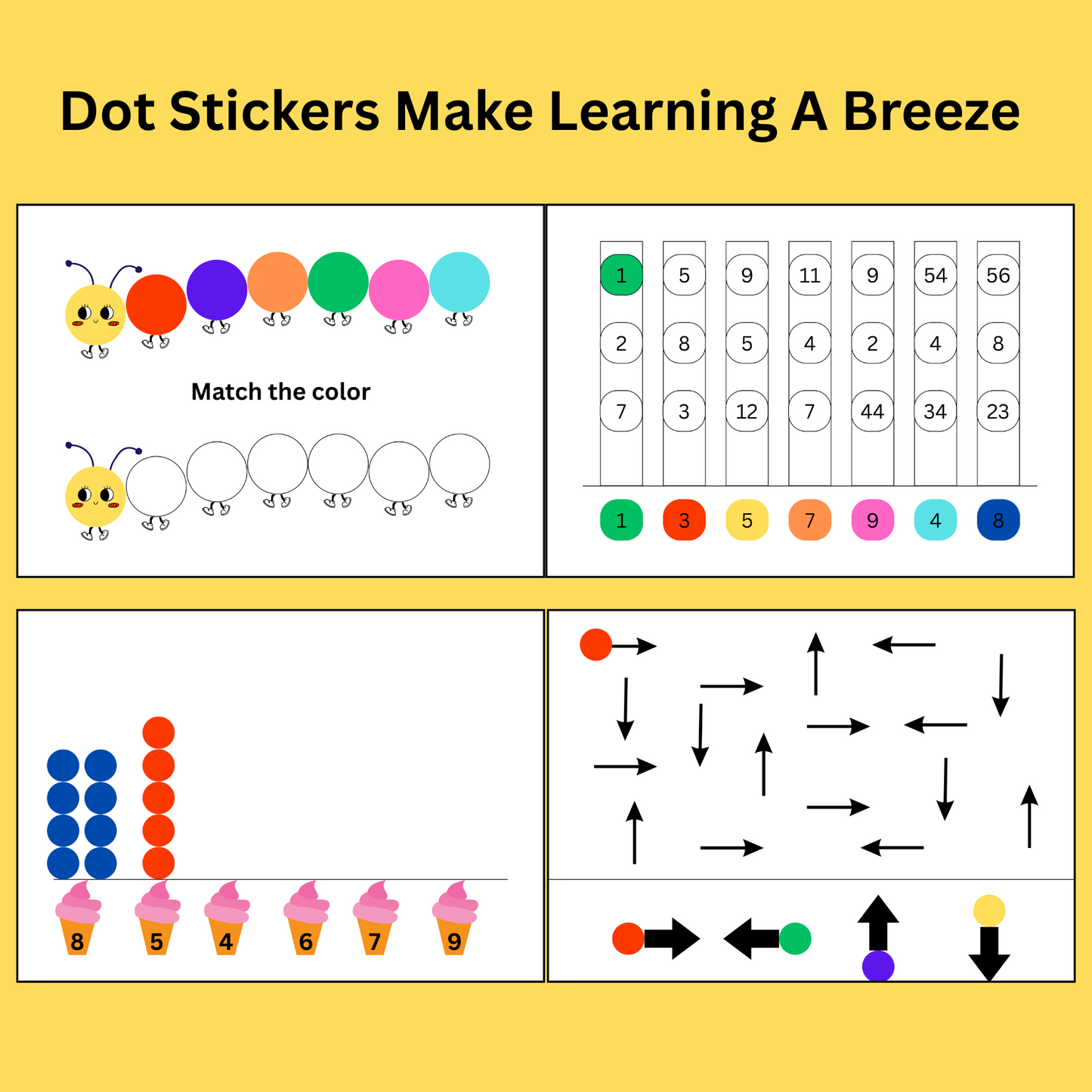 Learn With Fun Dot Stickers Kids Activity Worksheet 2 to 7 year kids